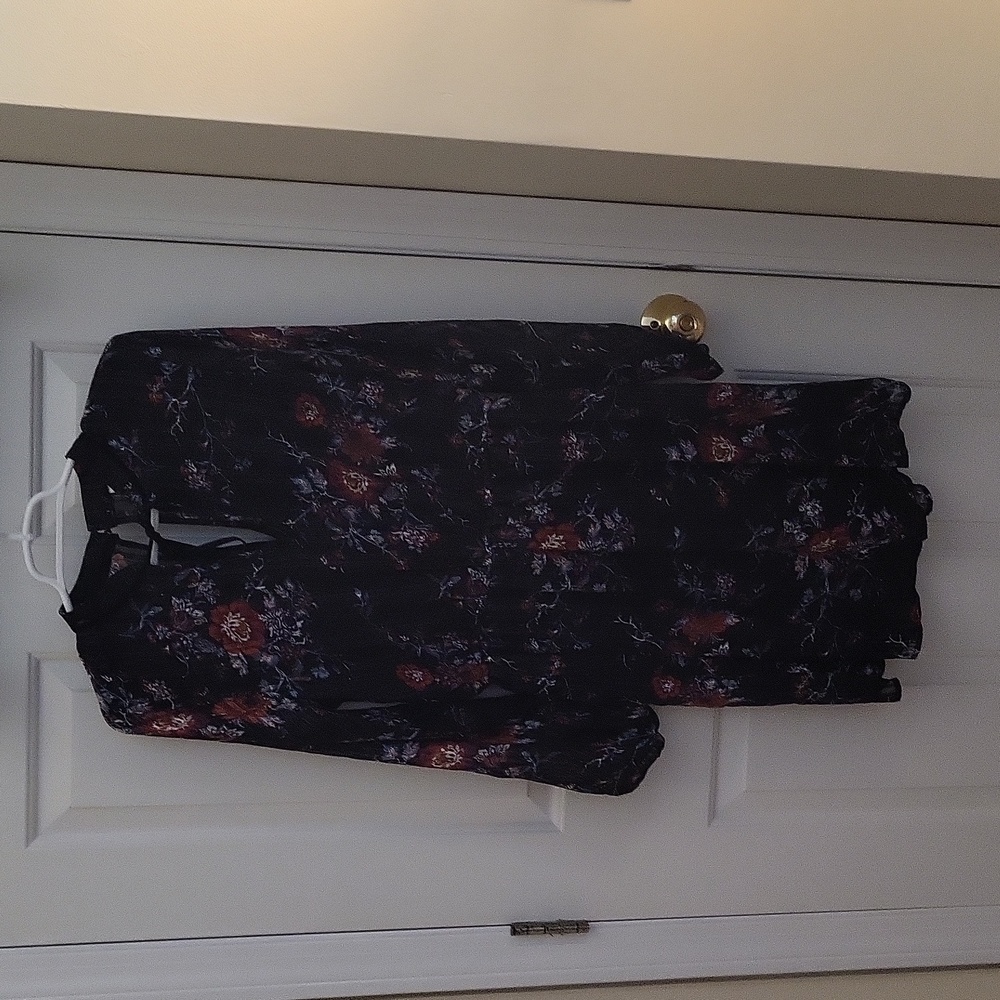 Like New Xhilaration Black Floral Print Dress, Size M